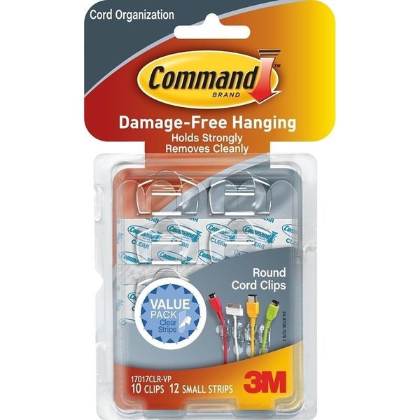 Command Cord Clip, Plastic, Transparent 17017CLR-VP